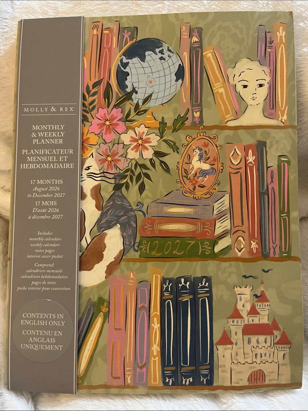Molly & Rex Olive Floral Bookshelf Monthly & Weekly Planner